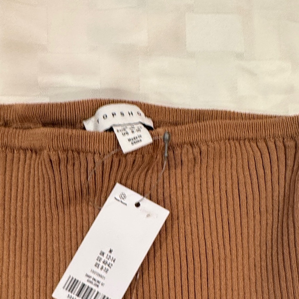 Topshop Tan Ribbed Mini Skirt - Picture 2 of 4